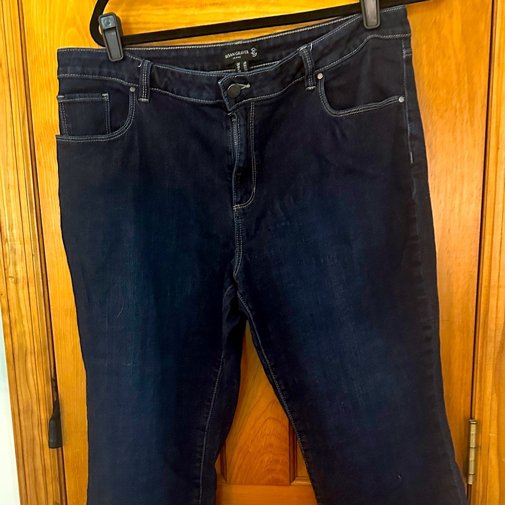 Susan Graver Dark Indigo embellished capri